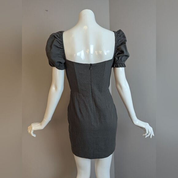 Sisters & Seekers Parlour Dress UK 6 Puff Sleeve Corset Mini Gray - Picture 5 of 10